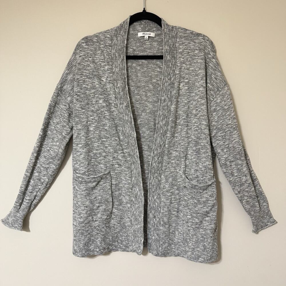 Madewell Open Cardigan Sweater SIZE MEDIUM Womens Minimalist Classic Cotton Gray